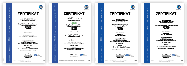 Zertifiziertes Qualittätsmanagement und Umweltmanagement für den Geltungsbereich Stanzteile, Ziehteile und Drückteile